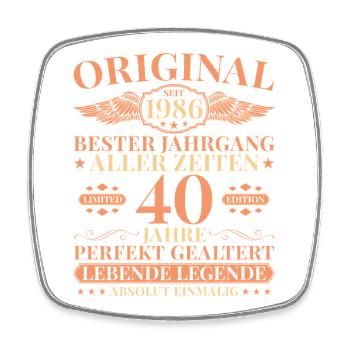 1986 Vintage Born Legend 40th Birthday - Square fridge magnet - white - Front
