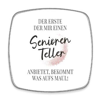 Assiette des seniors – Un drôle de dicton pour les seniors - Magnet carré - blanc - Devant