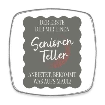 Assiette des seniors – Un drôle de dicton pour les seniors - Magnet carré - blanc - Devant