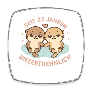 Otter love for 25 years, inseparable couple - Square fridge magnet - white - Front