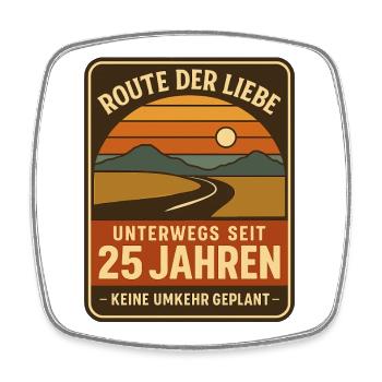 Route of Love 25 Years, Marriage Anniversary Travel Shirt - Square fridge magnet - white - Front