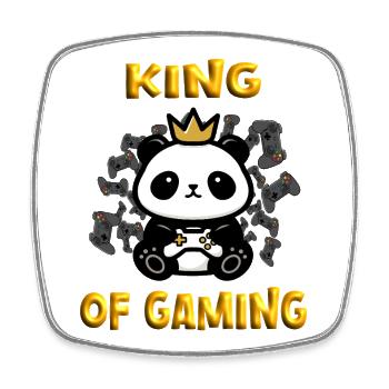 king of gaming panda - Viereckiger Kühlschrankmagnet - Weiß - Vorne