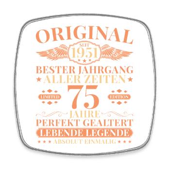 1951 Jahrgang geboren Legende 75. Geburtstag - Viereckiger Kühlschrankmagnet - Weiß - Vorne