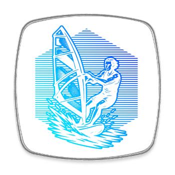 La planche à voile en résumé - Magnet carré - blanc - Devant