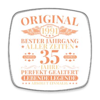 1991 Jahrgang geboren Legende 35. Geburtstag - Viereckiger Kühlschrankmagnet - Weiß - Vorne