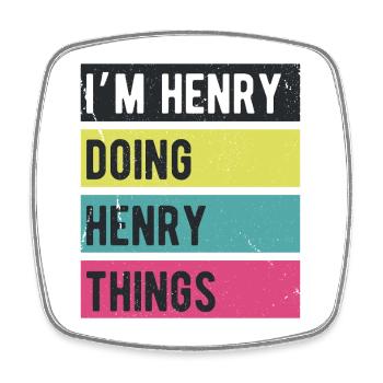 Ich bin Henry Macht Henry Dinge Retro Farben - Viereckiger Kühlschrankmagnet - Weiß - Vorne