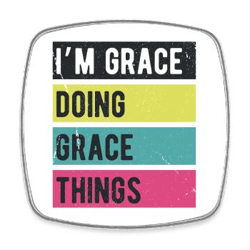 I’m Grace Doing Grace Things Retro Colors - Square fridge magnet - white - Front