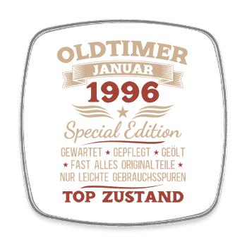 30th Birthday Gift Vintage Car January 1996 - Square fridge magnet - white - Front