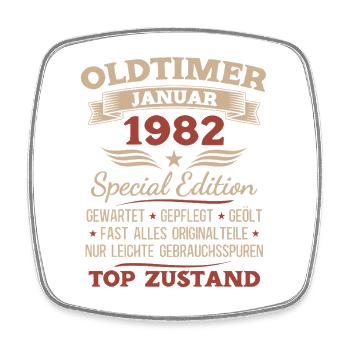 44e anniversaire cadeau voiture classique janvier 1982 - Magnet carré - blanc - Devant