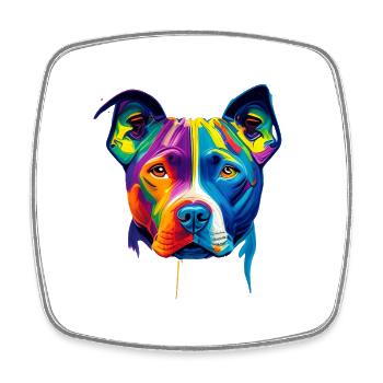 Colorful Pitbull Dog Face Paint Splatter Art - Square fridge magnet - white - Front