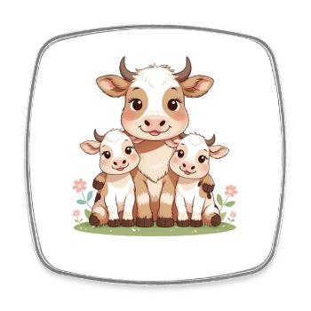 La famille des vaches sous la lumière du printemps - Magnet carré - blanc - Devant