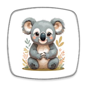 Kuschelkau Koala im Blättermeer - Viereckiger Kühlschrankmagnet - Weiß - Vorne