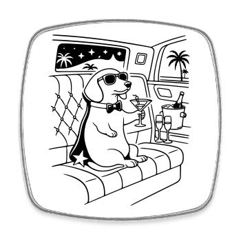 dackel filmstar fame limosine line art - Viereckiger Kühlschrankmagnet - Weiß - Vorne