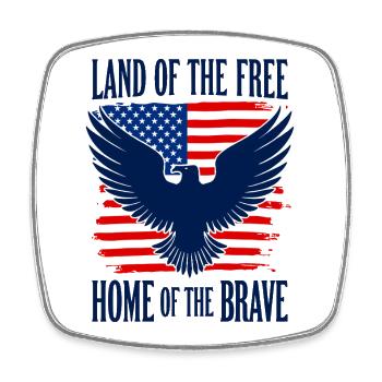 Land of the Free Home of the Brave USA Adler - Square fridge magnet - white - Front