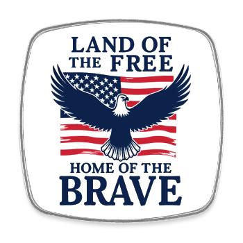 Land of the Free Home of the Brave USA Adler - Square fridge magnet - white - Front