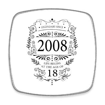Legendary since 2008 18 Birthday Vintage Design - Square fridge magnet - white - Front