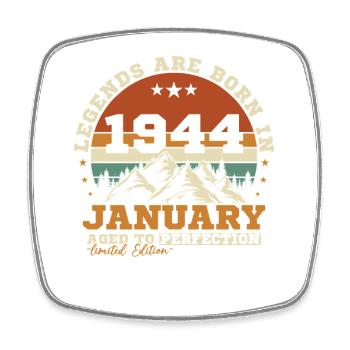 Januar 1944 Vintage-Retro-Geburtstagsgeschenk - Viereckiger Kühlschrankmagnet - Weiß - Vorne