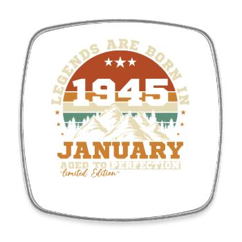 January 1945 Vintage Retro Birthday Gift - Square fridge magnet - white - Front
