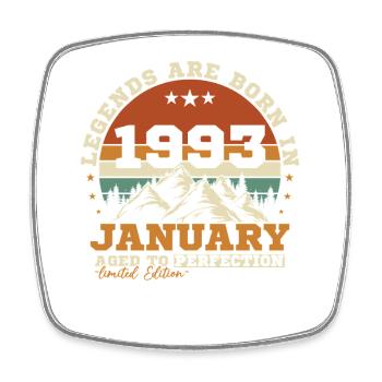 Januar 1993 Vintage-Retro-Geburtstagsgeschenk - Viereckiger Kühlschrankmagnet - Weiß - Vorne