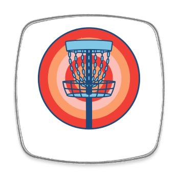 Disc Golf Basket Retro fliegende Discgolf-Szene - Viereckiger Kühlschrankmagnet - Weiß - Vorne