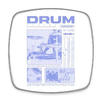 Batteur rock Drumplayer Streetwear - Magnet carré - blanc - Devant