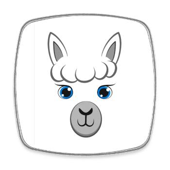 Cute Alpaca Face Blue Eyes Llama DIY Costume - Square fridge magnet - white - Front