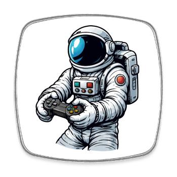 Astronaut with game controller - Square fridge magnet - white - Front