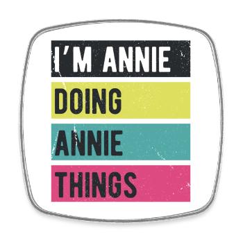 Ich bin Annie und mache Annie Things Retro Colors - Viereckiger Kühlschrankmagnet - Weiß - Vorne