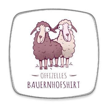 Chemise officielle de la ferme : mouton drôle - Magnet carré - blanc - Devant
