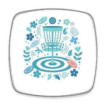 Disc Golf Korb Blumen fliegender Disc Golf Spaß - Viereckiger Kühlschrankmagnet - Weiß - Vorne