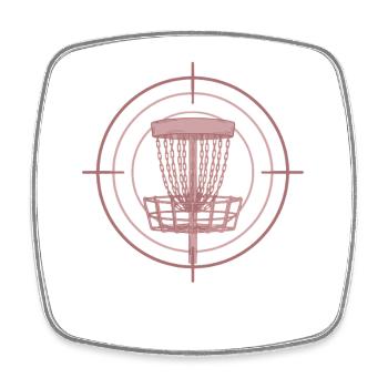 Disc Golf Basket Target Funny Disc Golfer Flying - Square fridge magnet - white - Front