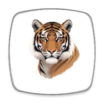 Tiger Head Illustration Wild Pattern - Square fridge magnet - white - Front