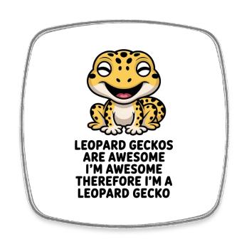 Sunny Gecko Cartoon auf Schwarz - Viereckiger Kühlschrankmagnet - Weiß - Vorne