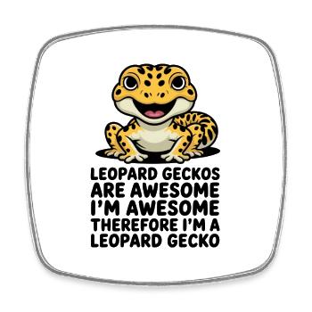 Leopardgekko-Zeichentrick: Fleckiger Talisman - Viereckiger Kühlschrankmagnet - Weiß - Vorne