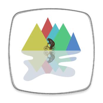 Bear Riding A Bike - Square fridge magnet - white - Front