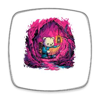 Panda in Pink Cave Light - Square fridge magnet - white - Front