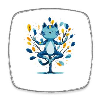 Blue meditation hangover in the tree - Square fridge magnet - white - Front