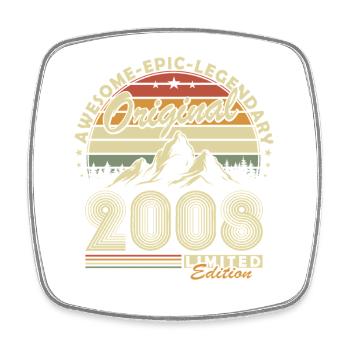 Cadeau d’anniversaire original rétro vintage 2008 - Magnet carré - blanc - Devant