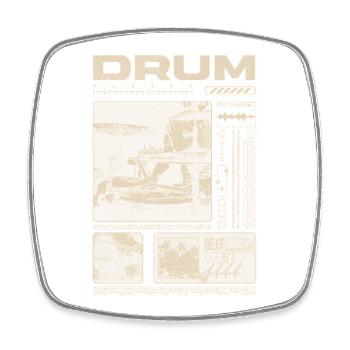 Batteur rock Drumplayer Streetwear - Magnet carré - blanc - Devant