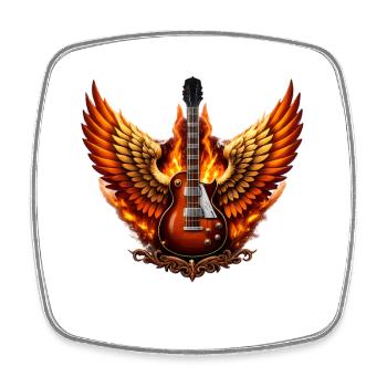 Flammende Engel Und Gitarre Rock Engel - Viereckiger Kühlschrankmagnet - Weiß - Vorne