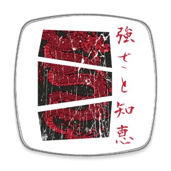 Japanischer Drache Japan Vintage Streetwear - Viereckiger Kühlschrankmagnet - Weiß - Vorne
