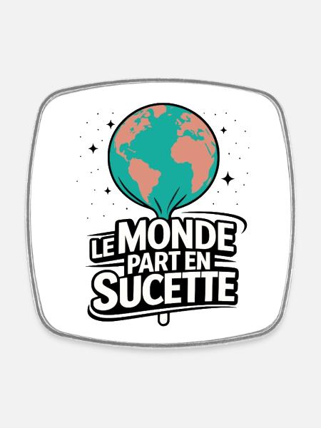 The World Goes Lollipop Globe Pop - Square fridge magnet - white