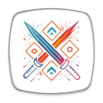Gaming Swords Neon - Magnet carré - blanc - Devant