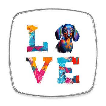 Farbenfroher Dackel Love Art Doxie Hund - Viereckiger Kühlschrankmagnet - Weiß - Vorne