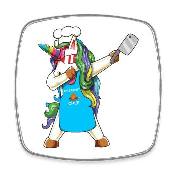 Dabbing Unicorn Greatest Chef Culinary Master Cook - Square fridge magnet - white - Front