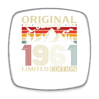 65. Geburtstag Original Januar Jahrgang 1961 - Viereckiger Kühlschrankmagnet - Weiß - Vorne
