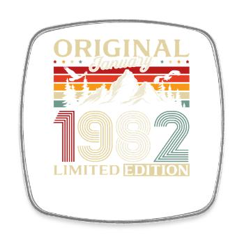 44th Birthday Original January 1982 - Square fridge magnet - white - Front