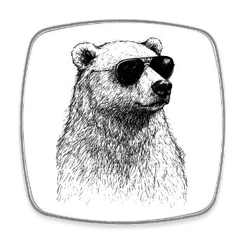 Beau ours polaire - Magnet carré - blanc - Devant