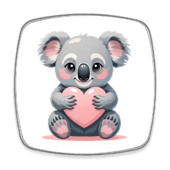Kuschelkoala mit Herz - Viereckiger Kühlschrankmagnet - Weiß - Vorne