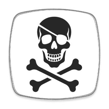 Classic Jolly Roger Pirate Skull - Square fridge magnet - white - Front
